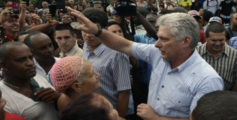 President Miguel Diaz-Canel greets residents of Holguin. Estudio Revolucion Photo