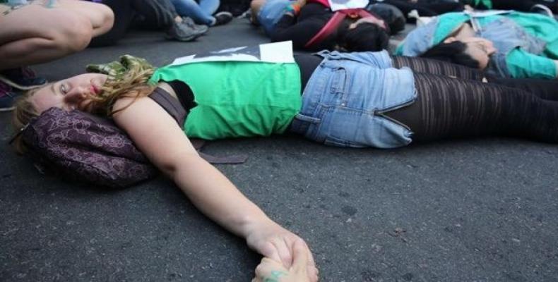 Ni Una Menos protest in Argentina against the ruling in the Lucia Perez femicide case.   Photo: EFE