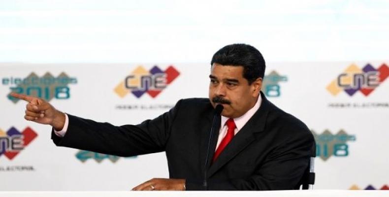 Venezuela's President Maduro addresses the audience during the ceremony to receive a certificate confirming him as winner of Sunday's election, in Caracas.  Pho