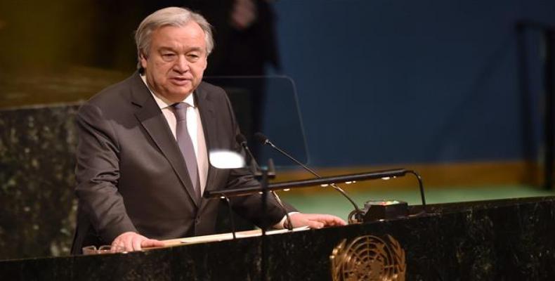 UN Secretary General Antonio Guterres speaks at the UN General Assembly at the UN Headquarters in New York on April 24, 2018.  Photo: AFP