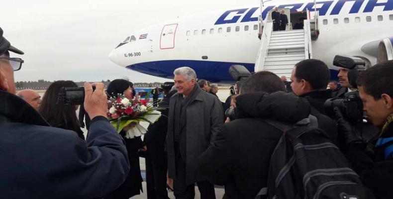 Cuban President Miguel Diaz-Canel arrives in Paris, October 31, 2018.