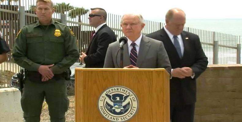 U.S. Attorney General Jeff Sessions on border.   Photo:  AFP