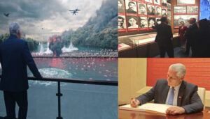 Díaz-Canel de visita en el museo. Collage: MC