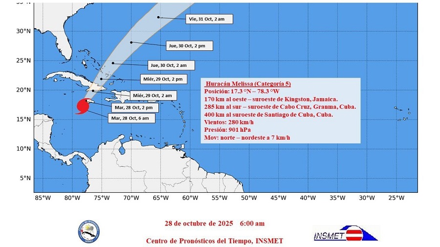 Melissa se acerca al extremo oeste de Jamaica Melissa se acerca al extremo oeste de Jamaica