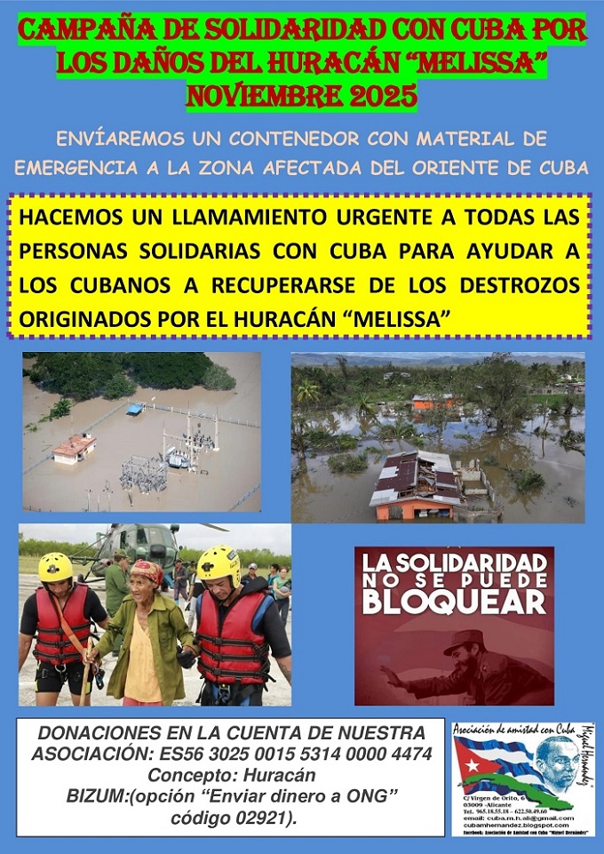 Llamamiento de la Asociación de Amistad con Cuba “Miguel Hernández” 