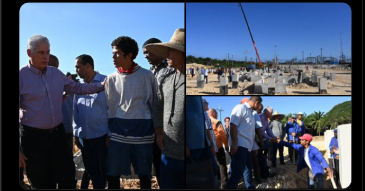 Díaz-Canel en la subestación en construcción en el Cotorro