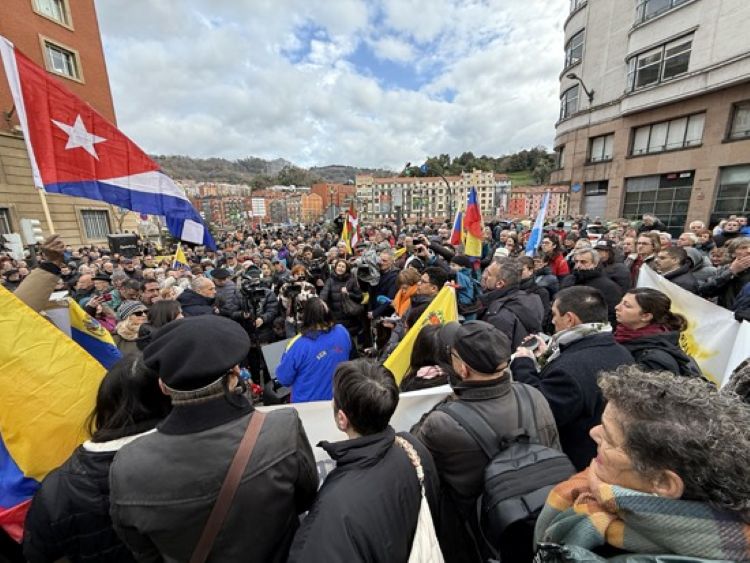 Solidaridad con Venezuela en Bilbao, España.