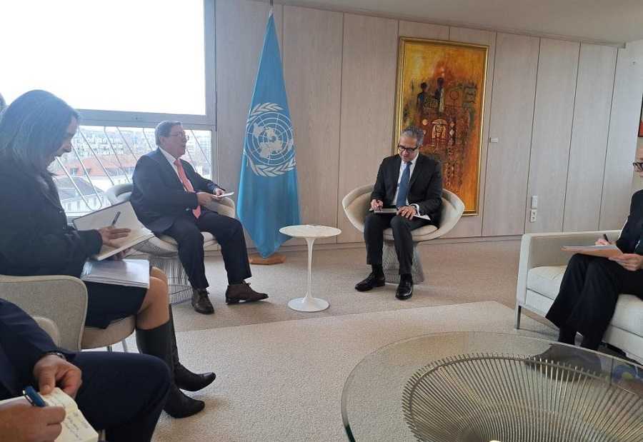 Bruno Rodríguez Parrilla, fue recibido en París con Khaled El-Enany, director general de la UNESCO