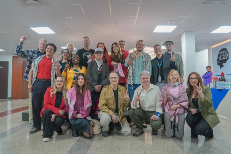 teleSUR welcomes international delegation from the Brigade for Peace and Solidarity with Venezuela